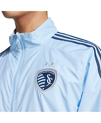 Adidas Men's Sky Blue/White Sporting Kansas City 2025 Anthem Reversible Full-Zip Jacket