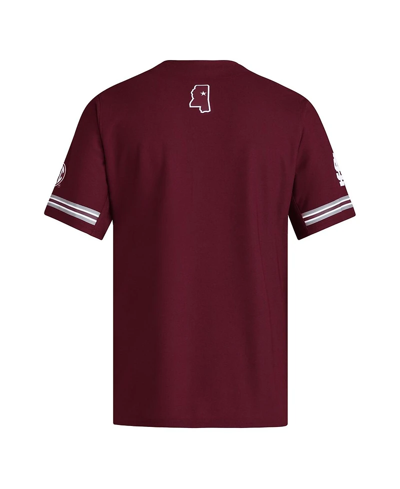 Adidas Men's Maroon Mississippi State Bulldogs Reversible Retro Full-Button Baseball Jersey