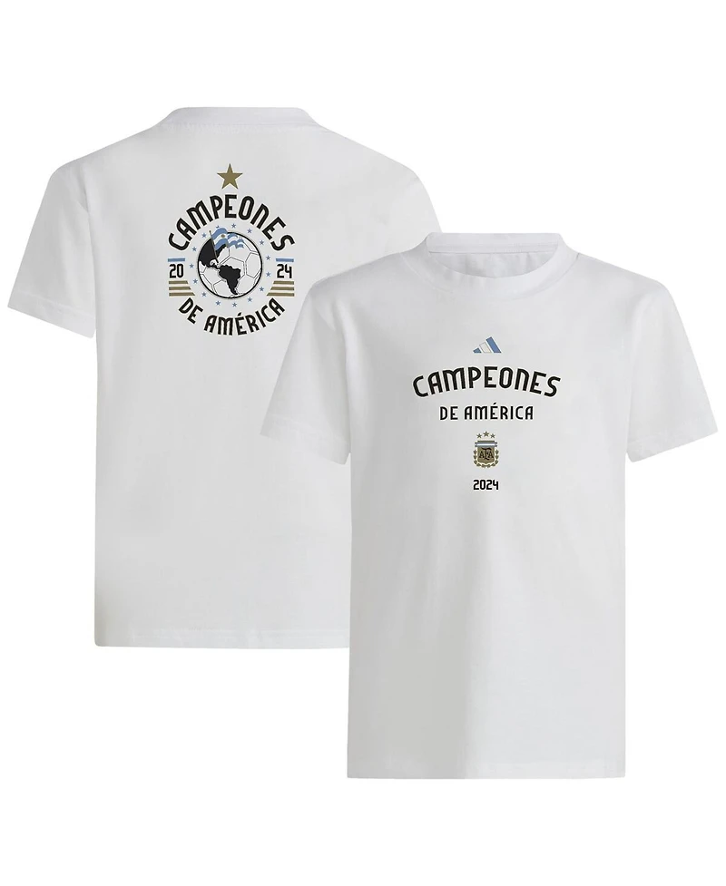 Adidas Big Boys and Girls White Argentina National Team 2024 Copa America s T-Shirt