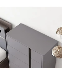 Bedside Table/ with 5 Drawers, Side Table with Adjustable Feet, End Table, Bedroom Chest