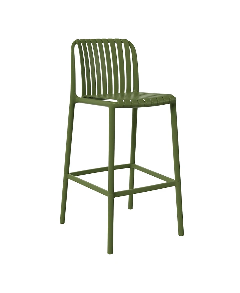 29.5" Outdoor Modern Polypropylene Plastic Patio Bar Height Stools (Set of 2)