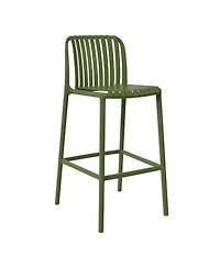 29.5" Outdoor Modern Polypropylene Plastic Patio Bar Height Stools (Set of 2)