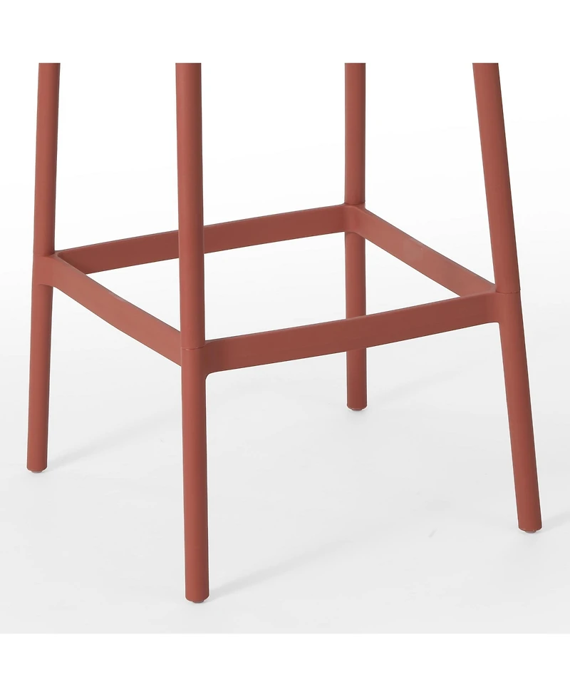 29.5" Outdoor Modern Polypropylene Plastic Patio Bar Height Stools (Set of 2)