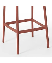 29.5" Outdoor Modern Polypropylene Plastic Patio Bar Height Stools (Set of 2)