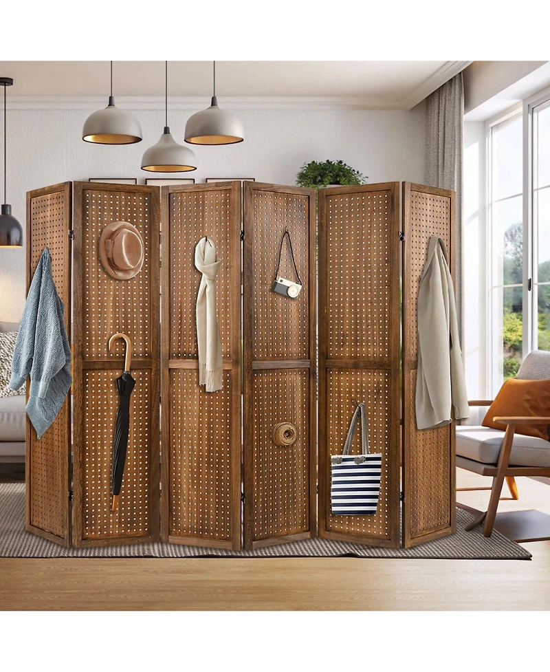 Rotating Pegboard Display with 360° Metal Hinges – Solid Wood Frame for Retail or Home Organization