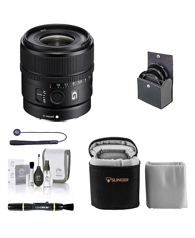 Sony E 15mm f/1.4 G Lens, Bundle with ProOptic 55mm Filter Kit, Lens Case, Lens Cleaner, Cleaning Kit, Universal Lens Cap Tether