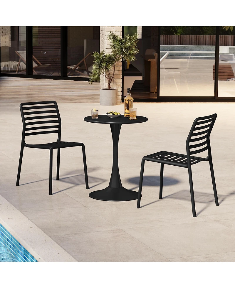 Outdoor Stackable Polypropylene Plastic Resin Dining Side Chairs (Set of 2)