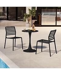Outdoor Stackable Polypropylene Plastic Resin Dining Side Chairs (Set of 2)