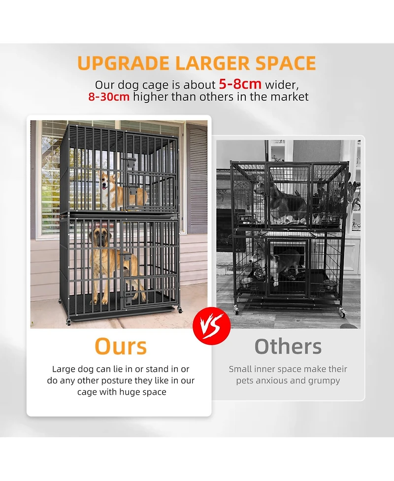 Bingopaw Stackable Large Dog Cage with Casters and Tray