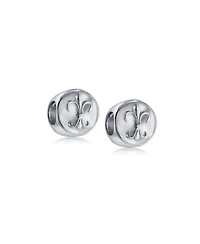 Bling Jewelry Set of 2 Symbolic Flower Ornate Fleur De Lis Charm Bead Sterling Silver