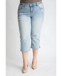 Slink Jeans Plus Denim Mid Rise Straight Crop with Slit 22.5" inseam