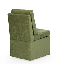 Modern Upholstered Chenille Armless Dining Chairs With Casters (Set of