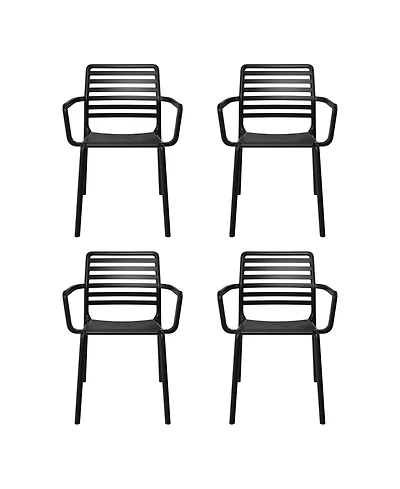 Outdoor Stackable Polypropylene Plastic Resin Dining Armchairs (Set of 4)