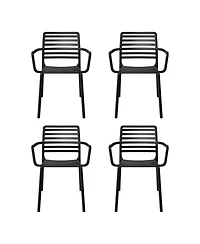 Outdoor Stackable Polypropylene Plastic Resin Dining Armchairs (Set of 4)