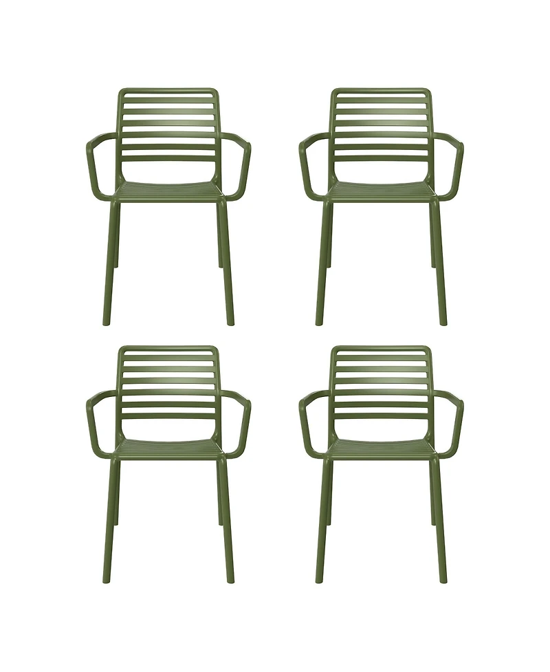 Outdoor Stackable Polypropylene Plastic Resin Dining Armchairs (Set of 4)