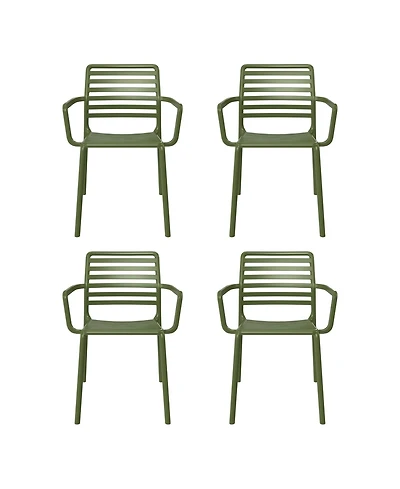 Outdoor Stackable Polypropylene Plastic Resin Dining Armchairs (Set of 4)