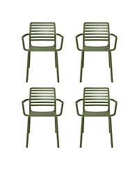 Outdoor Stackable Polypropylene Plastic Resin Dining Armchairs (Set of 4)