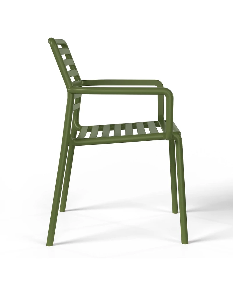 Outdoor Stackable Polypropylene Plastic Resin Dining Armchairs (Set of 4)