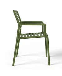 Outdoor Stackable Polypropylene Plastic Resin Dining Armchairs (Set of 4)