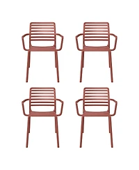 Outdoor Stackable Polypropylene Plastic Resin Dining Armchairs (Set of 4)