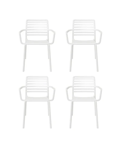Outdoor Stackable Polypropylene Plastic Resin Dining Armchairs (Set of 4)