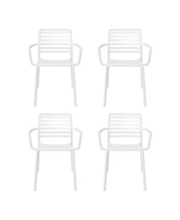 Outdoor Stackable Polypropylene Plastic Resin Dining Armchairs (Set of 4)