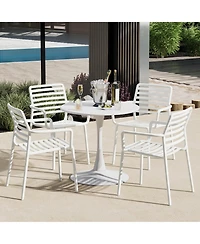 Outdoor Stackable Polypropylene Plastic Resin Dining Armchairs (Set of 4)
