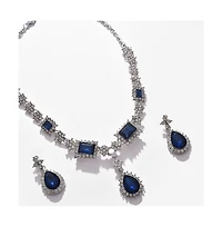 Sohi Women's Silver Plated Designer Stone Jewellery Set