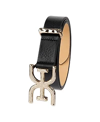 Sam Edelman Women's Hammered Double-e Logo Plaque Buckle Belt