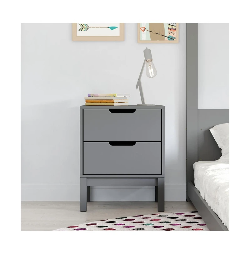 Samuel Kids Double-Drawer Night Stand With Solid Wood Frame