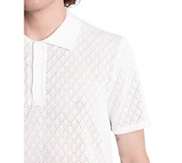 Paisley & Gray Men's Slim Fit Short Sleeve Diamond-Pattern Polo Shirt