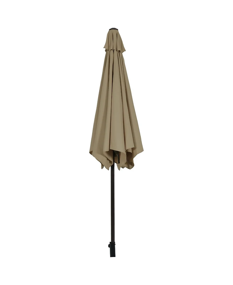 Gymax 9 ft Outdoor Patio Market Table Umbrella Garden Yard w/ Crank 6 Ribs