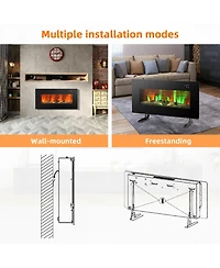 Gymax 36'' Electric Fireplace Wall Mounted & Freestanding Heater Remote Control 1500W