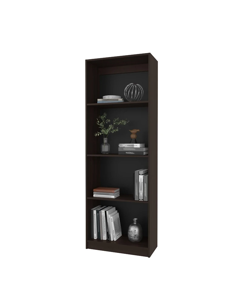 Bear Flat Bookcase with Open Storage and 4 Shelves ,Stained Walnut