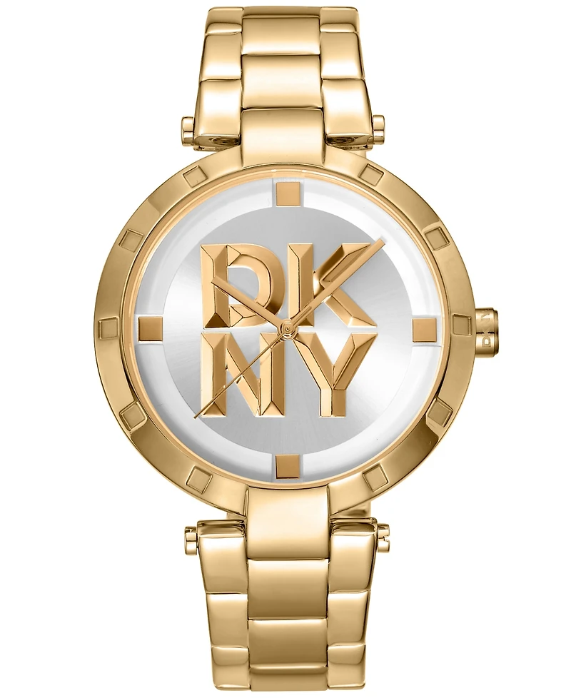 Dkny Women's Essential Logo Gold-Tone Stainless Steel Bracelet Watch, 38mm