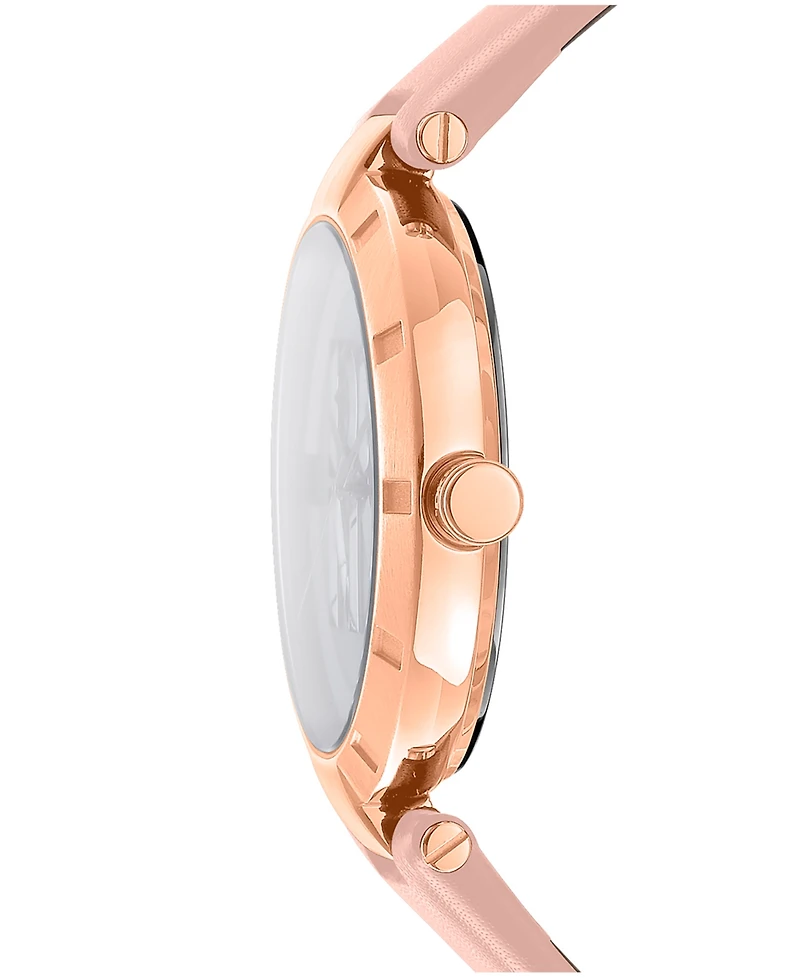 Dkny Women's Essential Logo Pink Leather Strap Watch, 38mm