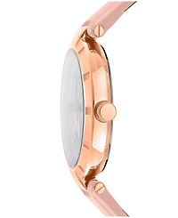 Dkny Women's Essential Logo Pink Leather Strap Watch, 38mm