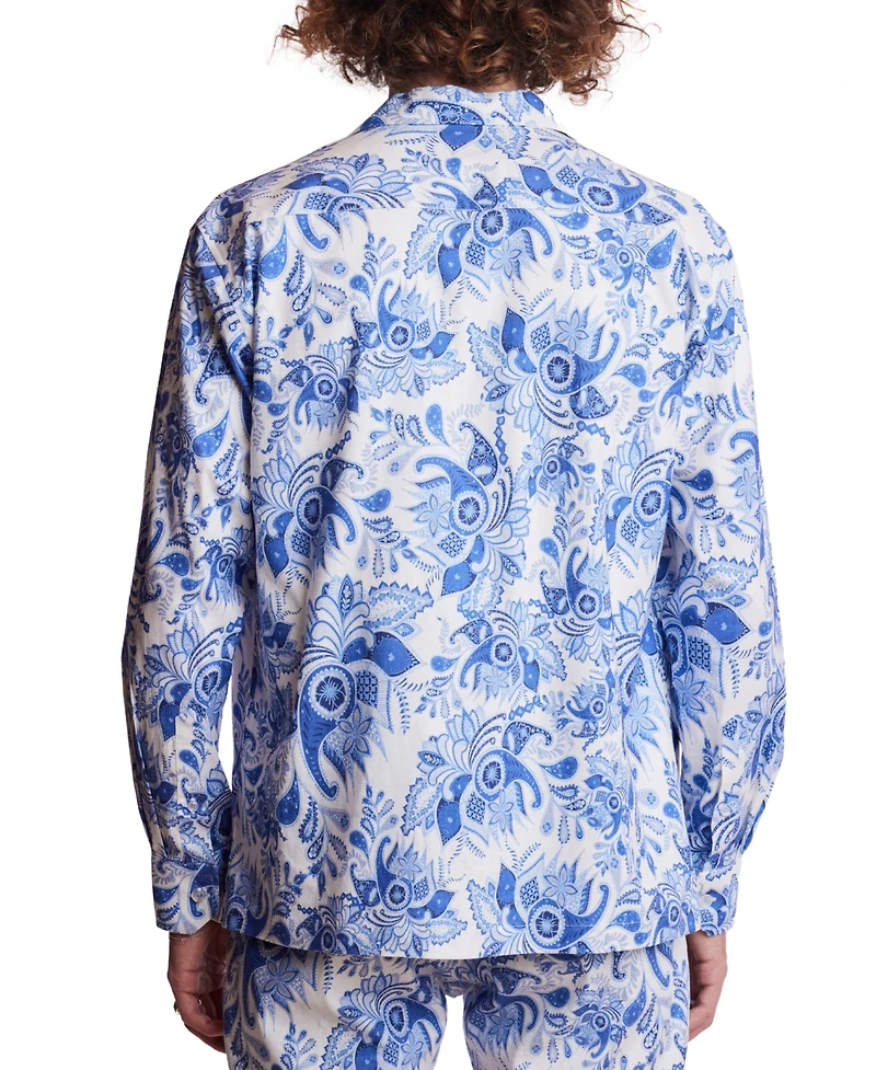 Paisley & Gray Men's Slim Fit Long Sleeve Printed Button Front Camp Shirt