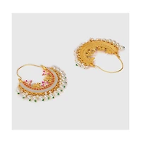Sohi Women's Gold-Plated Stone Hoop Earrings