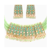 Sohi Women's Gold Plated Kundan Beaded Jewellery Set
