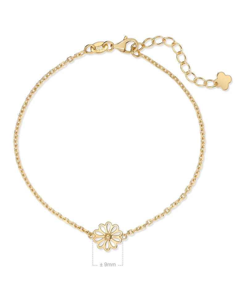 Devata Daisy Flower 9mm Chain Bracelet in 14K Gold, 6.5 in adj to 7.5 in, approx. 2.1 grams.