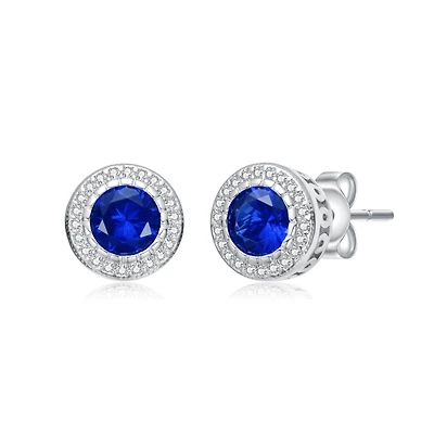 Classy Cubic Zirconia Round Halo Stud Earrings
