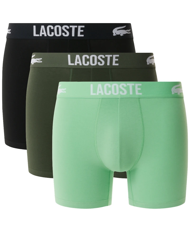 Lacoste Men's 3-Pk. Regular-Fit Stretch Logo-Waistband 5" Boxer Briefs
