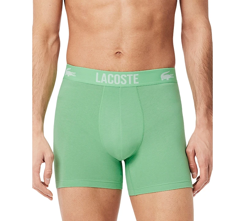 Lacoste Men's 3-Pk. Regular-Fit Stretch Logo-Waistband 5" Boxer Briefs