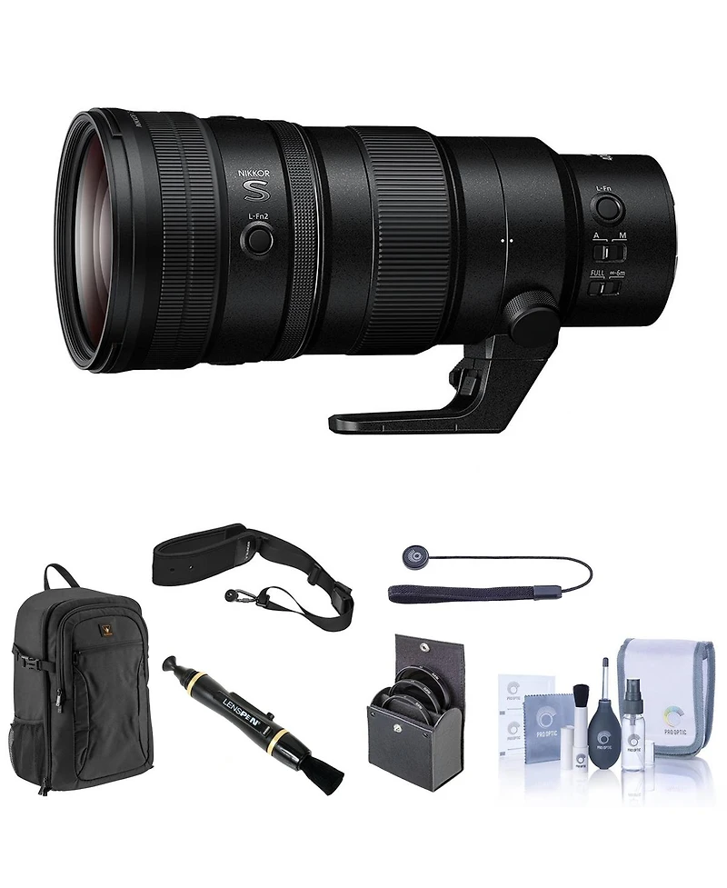 Nikon Nikkor Z 400mm f/4.5 Vr S Lens Bundle with Backpack, 95mm Filter Kit, Camera Strap, Lens Cleaner, Cleaning Kit, Lens Cap Tether