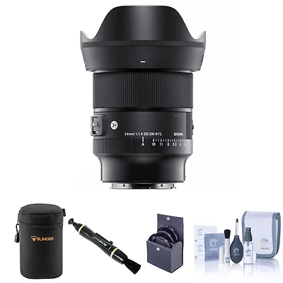 Sigma 24mm f/1.4 Dg Dn Art Lens for L Mount Bundle with 72mm Filter Kit, Lens Case, Lens Cleaner, Cleaning Kit, Lens Cap Tether
