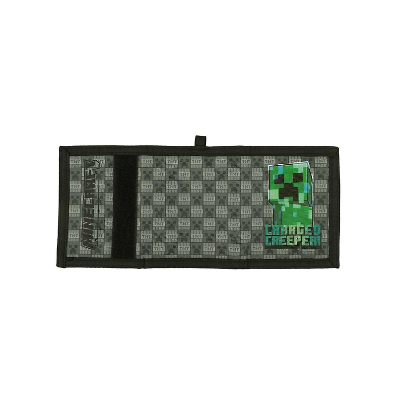 Minecraft Boys Charged Creeper Youth 2-Pack Curved Bill Snapback Hat & Bi-Fold Wallet Combo Set