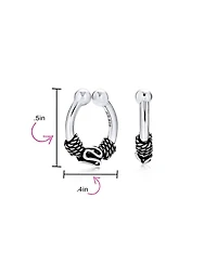 Bling Jewelry Bali Style Tribal Swirl Cartilage Ear Stud Oxidized Sterling Silver Hoop