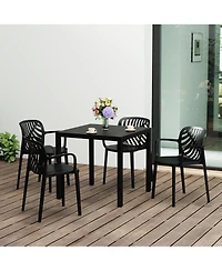 5-Piece Outdoor Square Dining Table Patio Set with Stackable Chairs
