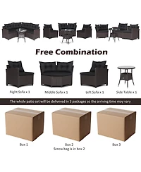 Gymax 4PCS Wicker Patio Sofa Set Rattan Outdoor Furniture Set w/ Cushions